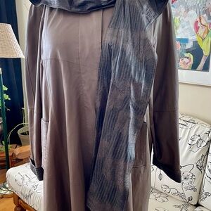 SUPER SOFT Chocolate Brown A-Line Leather Jacket with Detachable Hood/Scarf